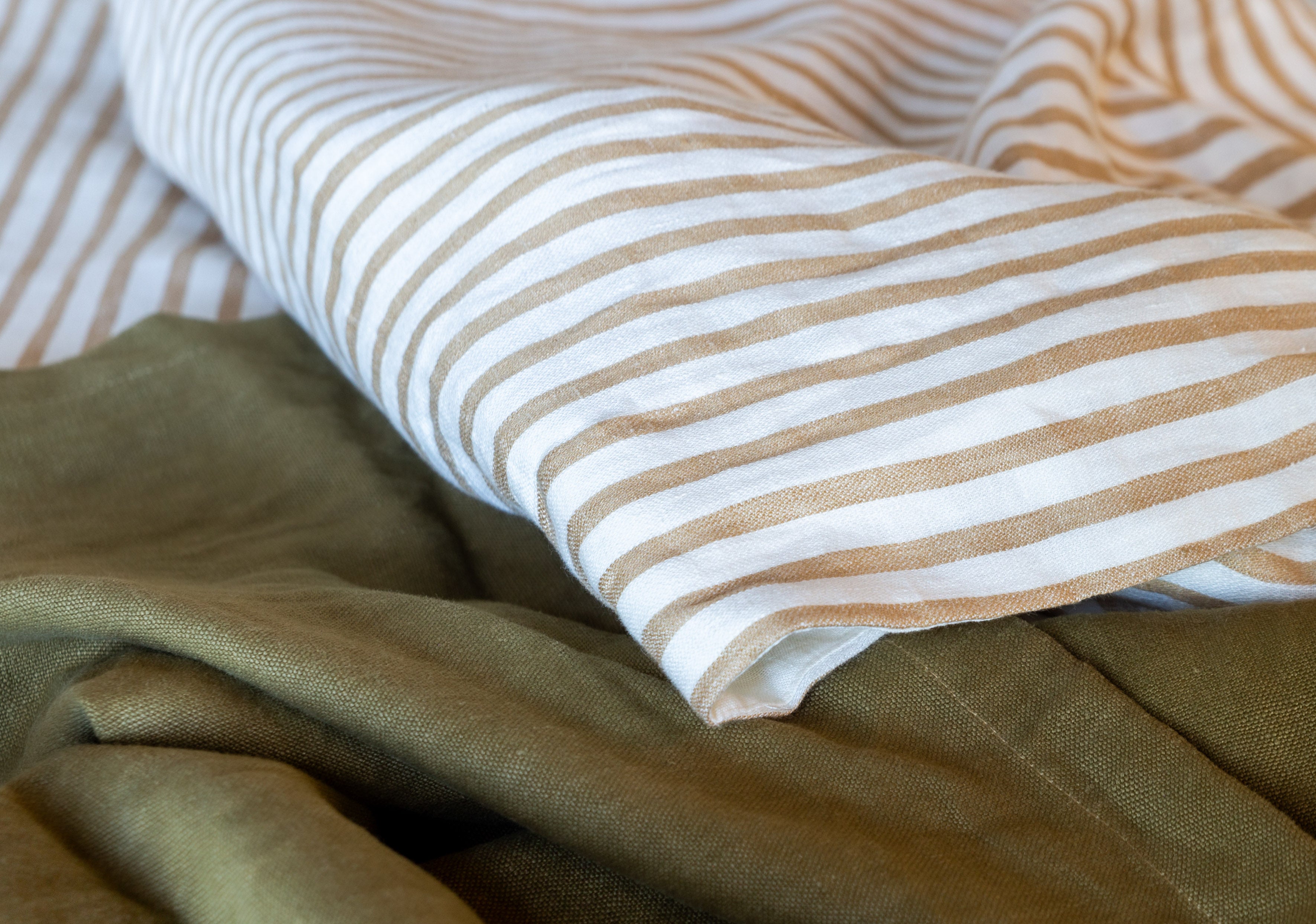 Linen Duvet Cover - Stripes front and plain back